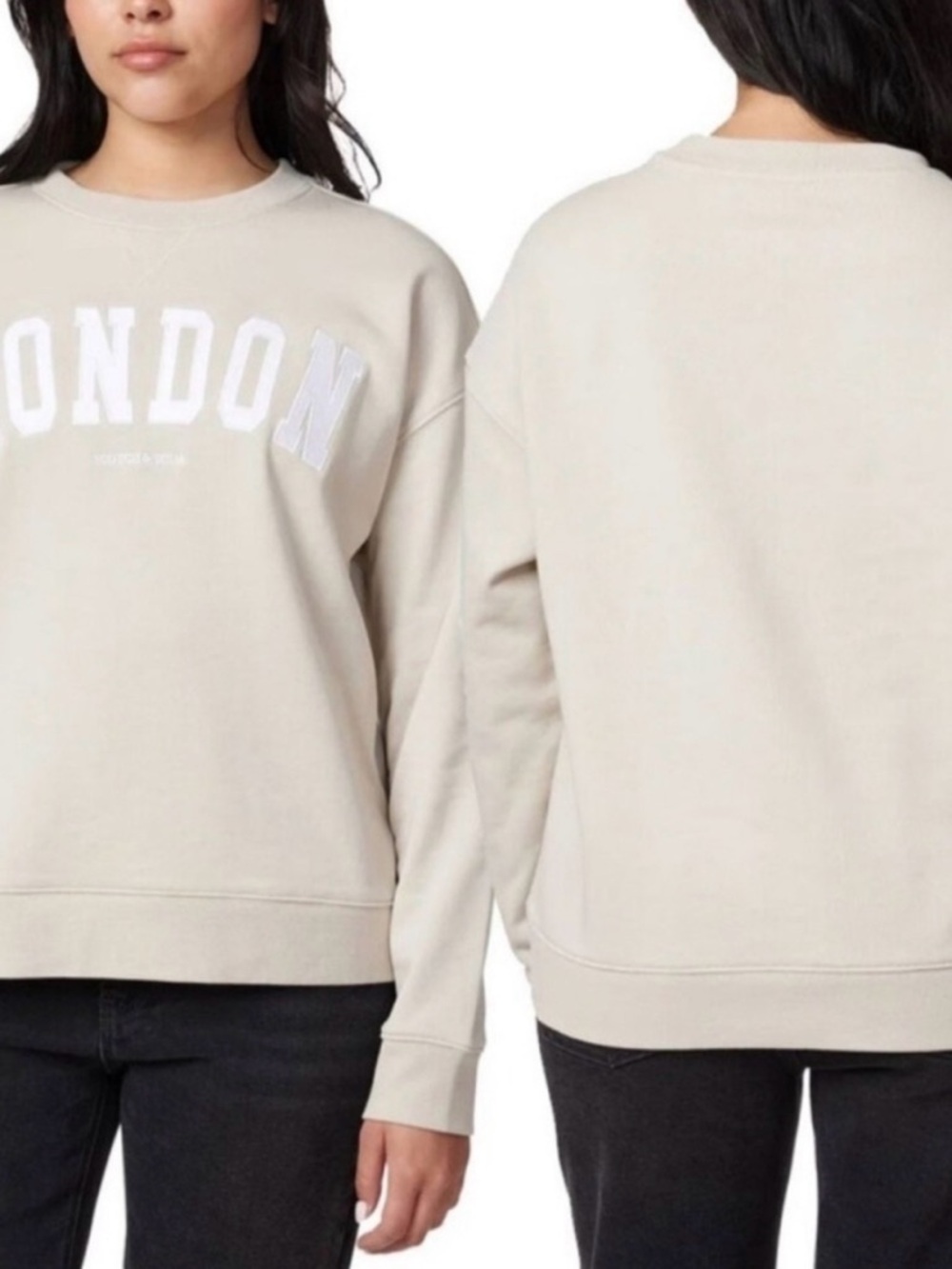 Scotch & Soda Beige Crewneck Sweatshirt with White 'LONDON' Applique